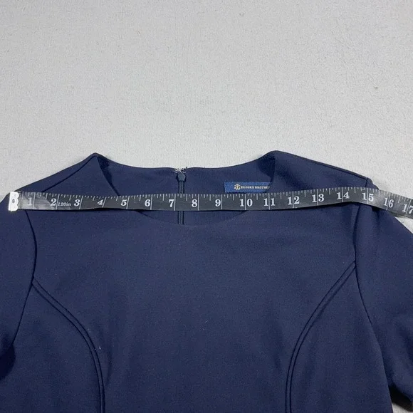 Brooks Brothers Sheath Dress Women 6 Navy Short Sleeve Stretch Lined Work Office - Picture 7 of 11